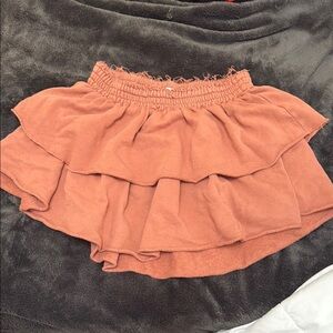 Aerie Coral Smocked Bubble Mini Skirt